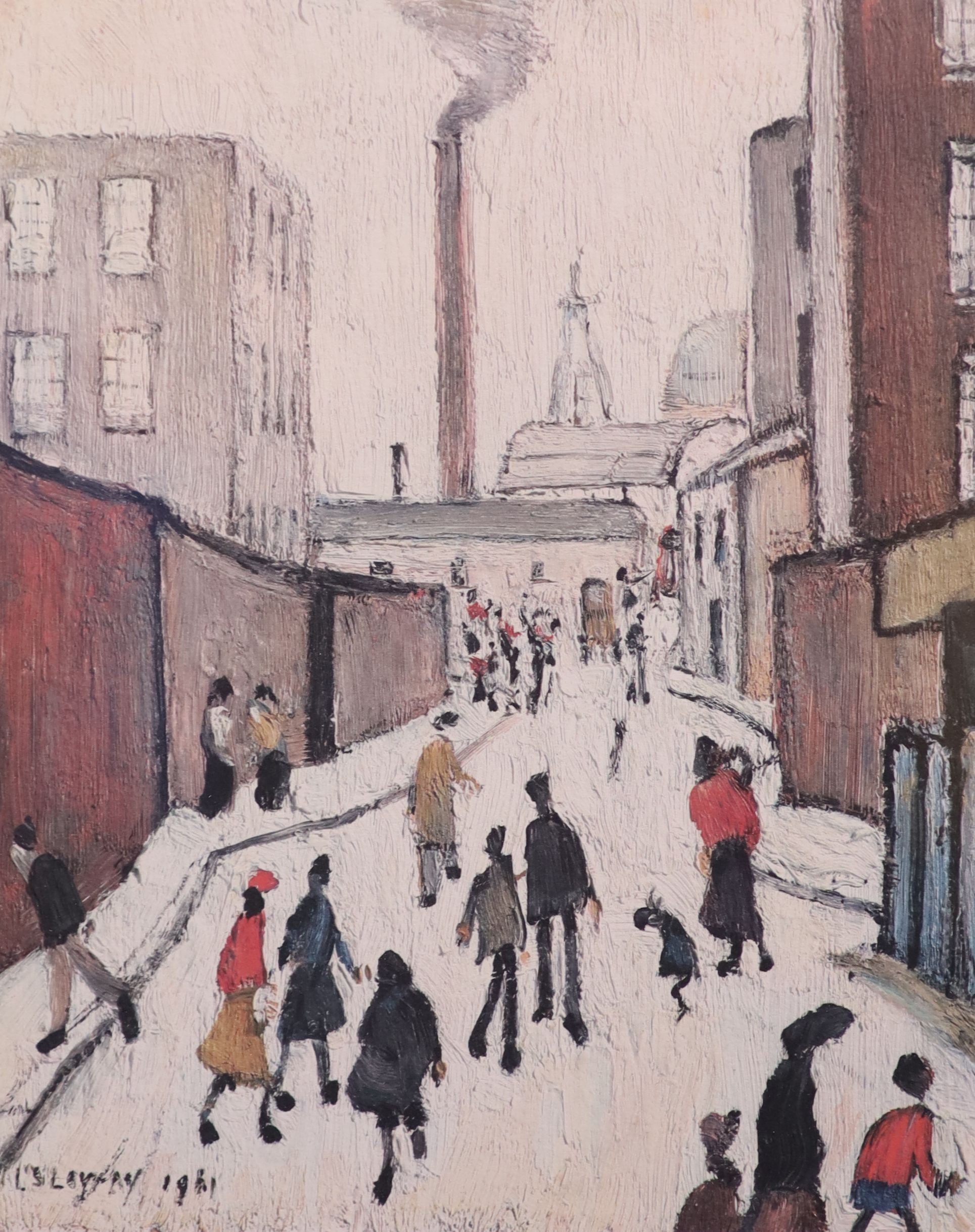 Laurence Stephen Lowry (1887-1976), 'Street Scene near a factory', lithograph, 25 x 20cm.